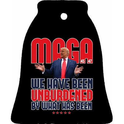 Trump Maga 2024 47th President Unburdened Meme Design Ceramic Bell Ornament