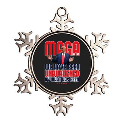 Trump Maga 2024 47th President Unburdened Meme Design Metallic Star Ornament