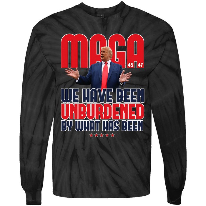 Trump Maga 2024 47th President Unburdened Meme Design Tie-Dye Long Sleeve Shirt