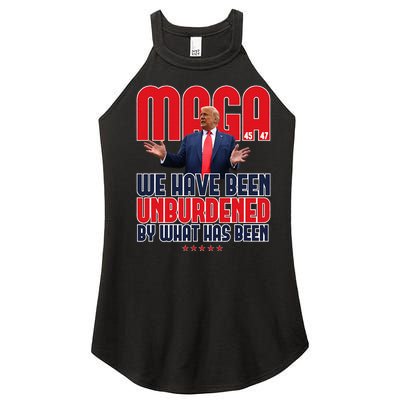 Trump Maga 2024 47th President Unburdened Meme Design Women’s Perfect Tri Rocker Tank