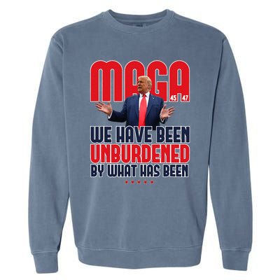 Trump Maga 2024 47th President Unburdened Meme Design Garment-Dyed Sweatshirt