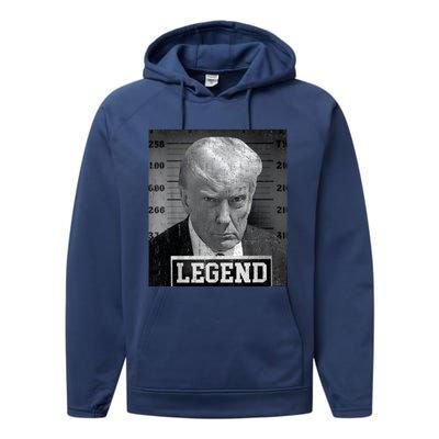 Trump Mugshot 2024 President Legend Donald Trump Mugshot Performance Fleece Hoodie