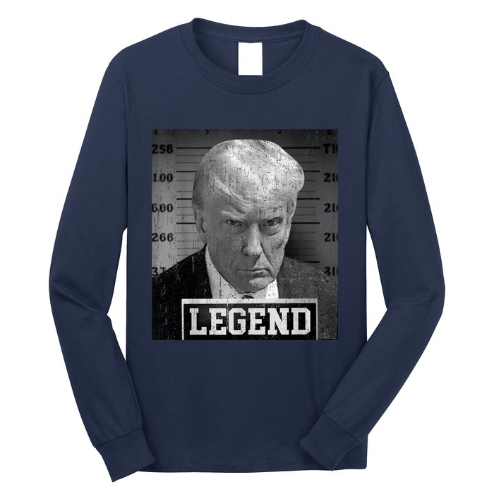 Trump Mugshot 2024 President Legend Donald Trump Mugshot Long Sleeve Shirt