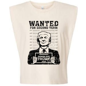 Trump Mugshot 2024 President Wanted For Second Term Garment-Dyed Women's Muscle Tee