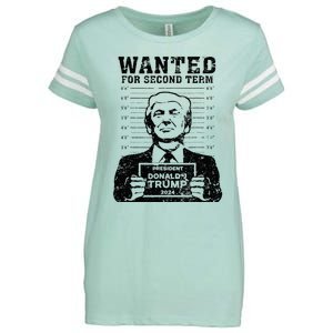 Trump Mugshot 2024 President Wanted For Second Term Enza Ladies Jersey Football T-Shirt