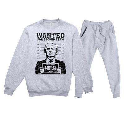 Trump Mugshot 2024 President Wanted For Second Term Premium Crewneck Sweatsuit Set