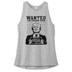 Trump Mugshot 2024 President Wanted For Second Term Ladies PosiCharge Tri-Blend Wicking Tank