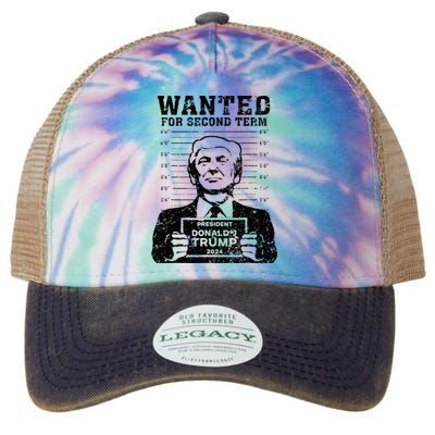 Trump Mugshot 2024 President Wanted For Second Term Legacy Tie Dye Trucker Hat