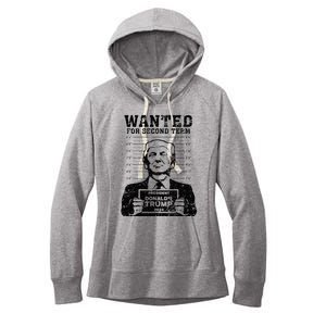 Trump Mugshot 2024 President Wanted For Second Term Women's Fleece Hoodie