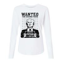 Trump Mugshot 2024 President Wanted For Second Term Womens Cotton Relaxed Long Sleeve T-Shirt