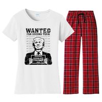 Trump Mugshot 2024 President Wanted For Second Term Women's Flannel Pajama Set