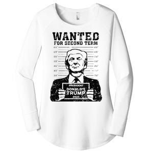 Trump Mugshot 2024 President Wanted For Second Term Women's Perfect Tri Tunic Long Sleeve Shirt