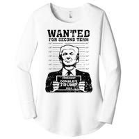 Trump Mugshot 2024 President Wanted For Second Term Women's Perfect Tri Tunic Long Sleeve Shirt