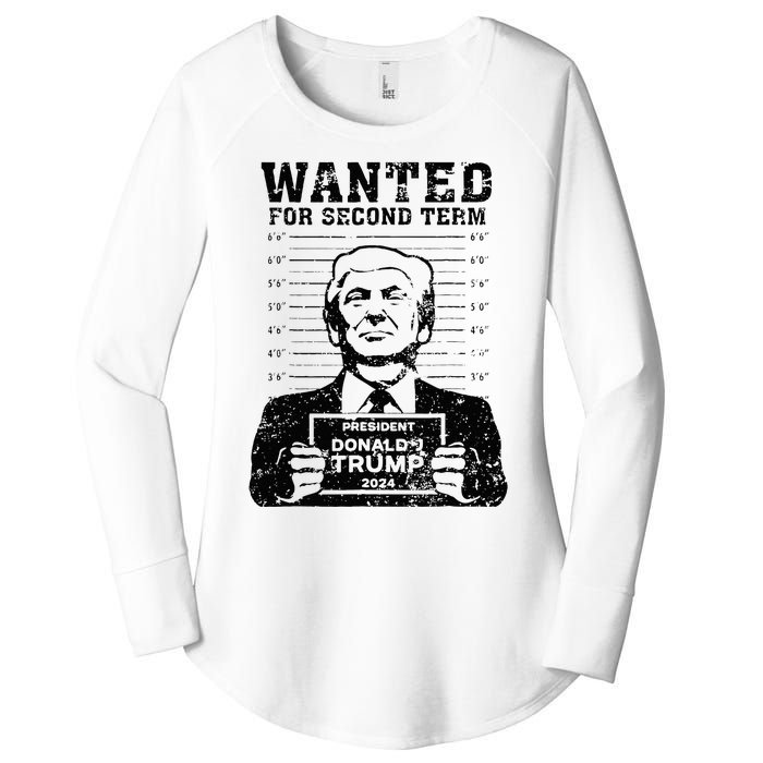 Trump Mugshot 2024 President Wanted For Second Term Women's Perfect Tri Tunic Long Sleeve Shirt