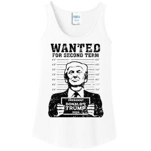 Trump Mugshot 2024 President Wanted For Second Term Ladies Essential Tank