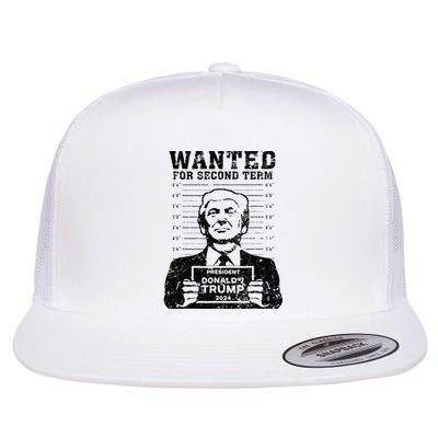 Trump Mugshot 2024 President Wanted For Second Term Flat Bill Trucker Hat