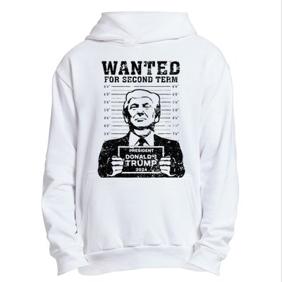 Trump Mugshot 2024 President Wanted For Second Term Urban Pullover Hoodie