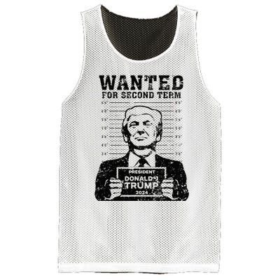 Trump Mugshot 2024 President Wanted For Second Term Mesh Reversible Basketball Jersey Tank