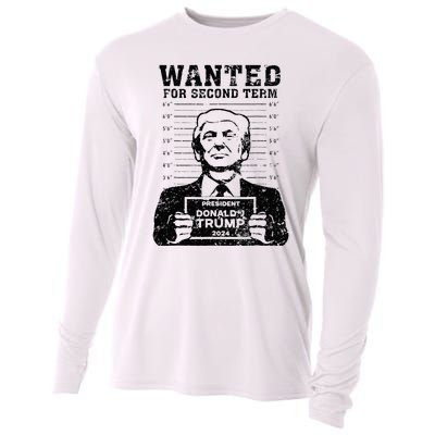 Trump Mugshot 2024 President Wanted For Second Term Cooling Performance Long Sleeve Crew