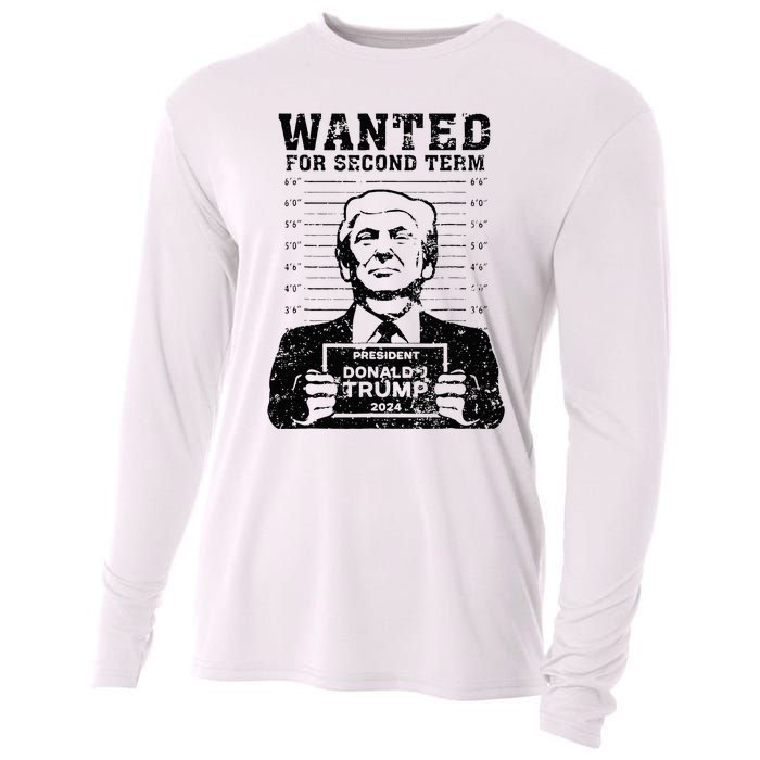 Trump Mugshot 2024 President Wanted For Second Term Cooling Performance Long Sleeve Crew