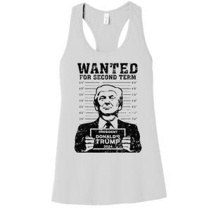 Trump Mugshot 2024 President Wanted For Second Term Women's Racerback Tank