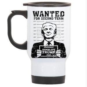 Trump Mugshot 2024 President Wanted For Second Term Stainless Steel Travel Mug