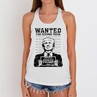 Trump Mugshot 2024 President Wanted For Second Term Women's Knotted Racerback Tank