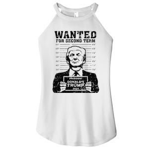 Trump Mugshot 2024 President Wanted For Second Term Women's Perfect Tri Rocker Tank