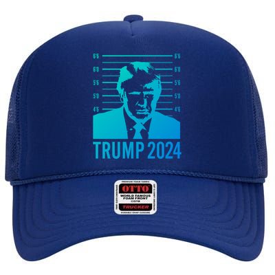 Trump Mugshot 2024 President Funny Gift High Crown Mesh Back Trucker Hat