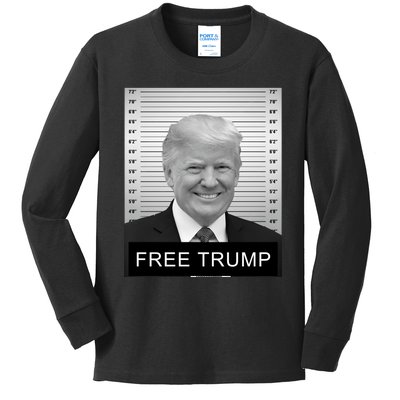 Trump Mugshot 2024 Free Trump Mugshot Kids Long Sleeve Shirt