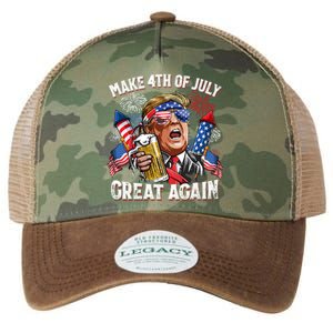 Trump Make 4th Of July Great Again Fireworks US Flag Men Drinking Beer Funny Legacy Tie Dye Trucker Hat