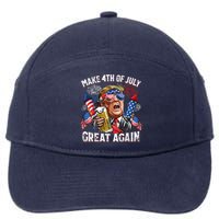 Trump Make 4th Of July Great Again Fireworks US Flag Men Drinking Beer Funny 7-Panel Snapback Hat