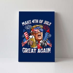 Trump Make 4th Of July Great Again Fireworks US Flag Men Drinking Beer Funny Canvas