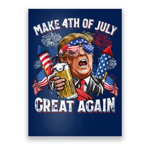 Trump Make 4th Of July Great Again Fireworks US Flag Men Drinking Beer Funny Poster