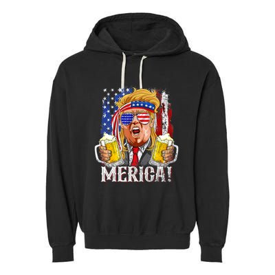 Trump Mullet 4th Of July USA American Flag Merica Trump 2024 Garment-Dyed Fleece Hoodie