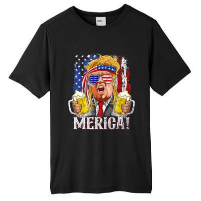 Trump Mullet 4th Of July USA American Flag Merica Trump 2024 Tall Fusion ChromaSoft Performance T-Shirt