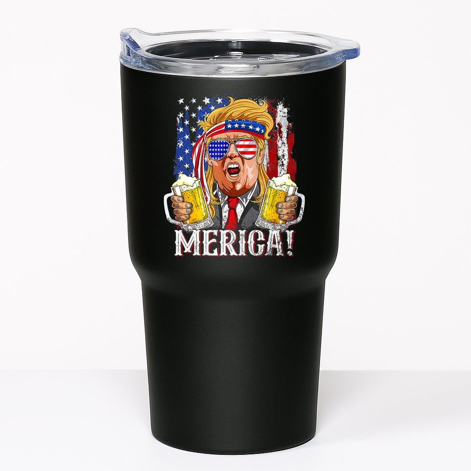 Trump Mullet 4th Of July USA American Flag Merica Trump 2024 Tumbler