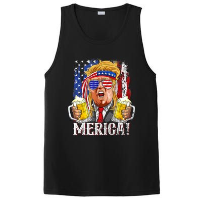 Trump Mullet 4th Of July USA American Flag Merica Trump 2024 PosiCharge Competitor Tank