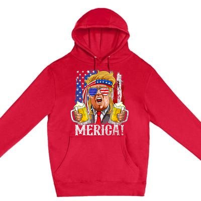 Trump Mullet 4th Of July USA American Flag Merica Trump 2024 Premium Pullover Hoodie