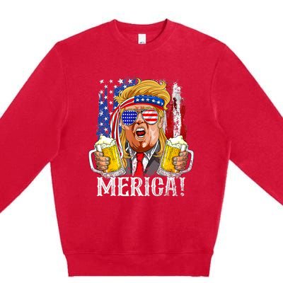 Trump Mullet 4th Of July USA American Flag Merica Trump 2024 Premium Crewneck Sweatshirt