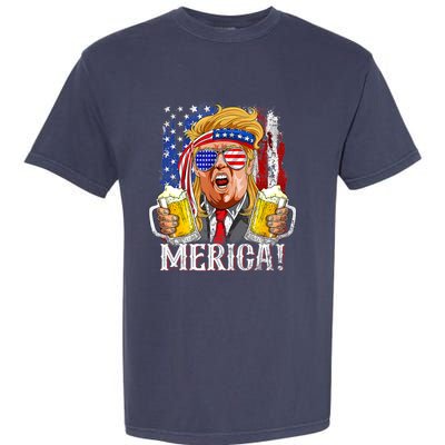 Trump Mullet 4th Of July USA American Flag Merica Trump 2024 Garment-Dyed Heavyweight T-Shirt