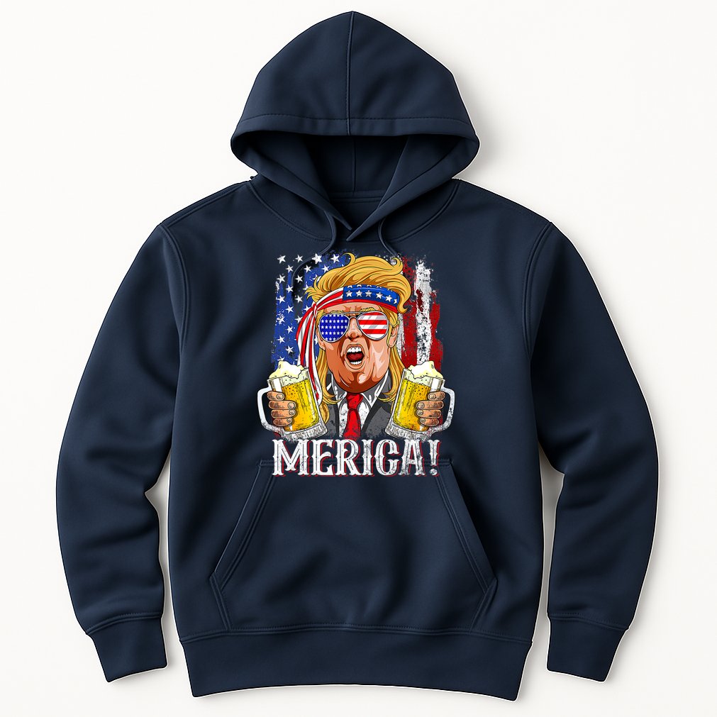 Trump Mullet 4th Of July USA American Flag Merica Trump 2024 Hoodie