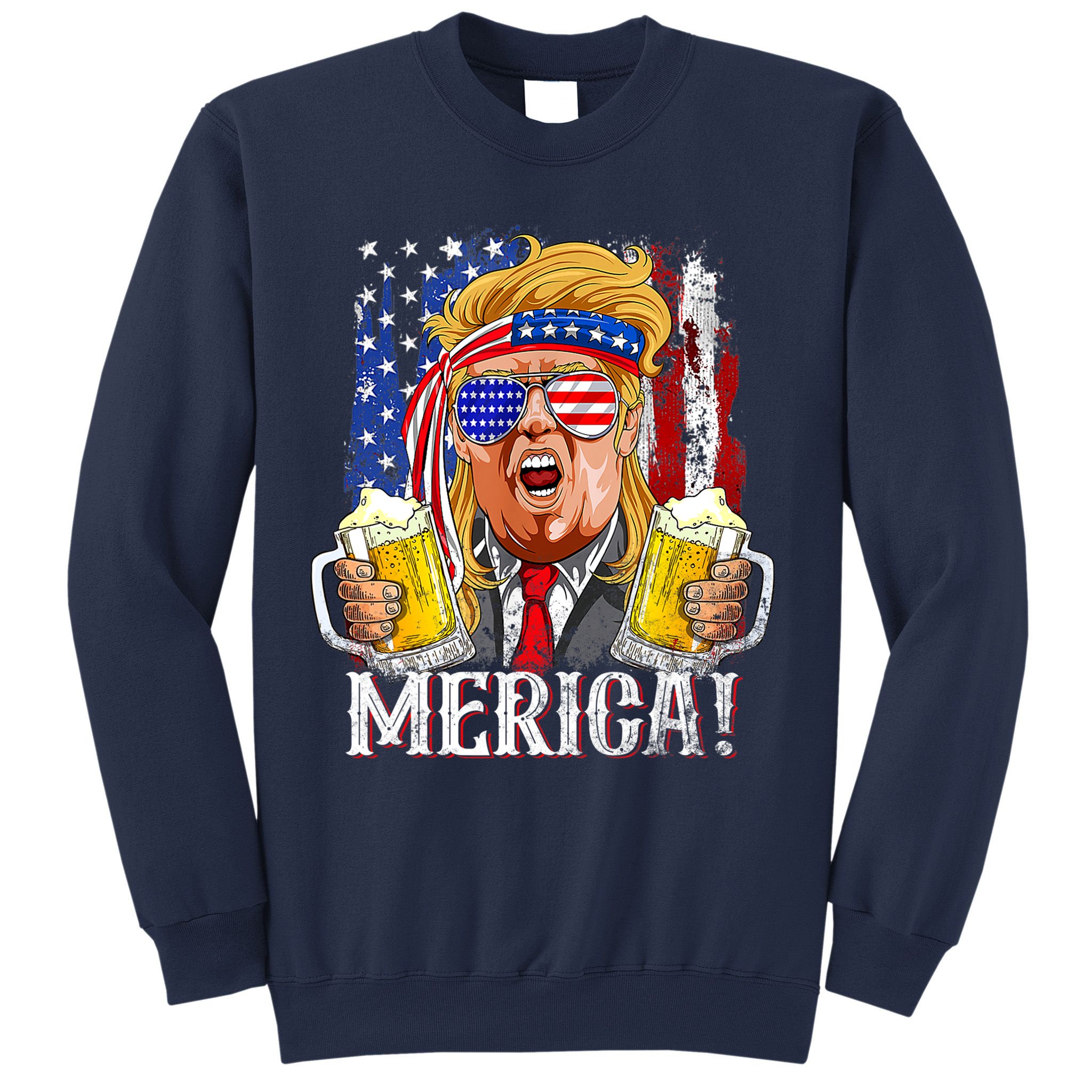 Trump Mullet 4th Of July USA American Flag Merica Trump 2024 Sweatshirt