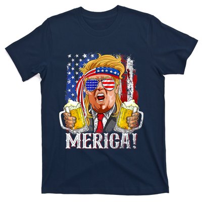 Trump Mullet 4th Of July USA American Flag Merica Trump 2024 T-Shirt