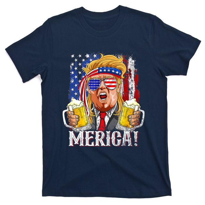 Trump Mullet 4th Of July USA American Flag Merica Trump 2024 T-Shirt