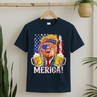 Trump Mullet 4th Of July USA American Flag Merica Trump 2024 T-Shirt