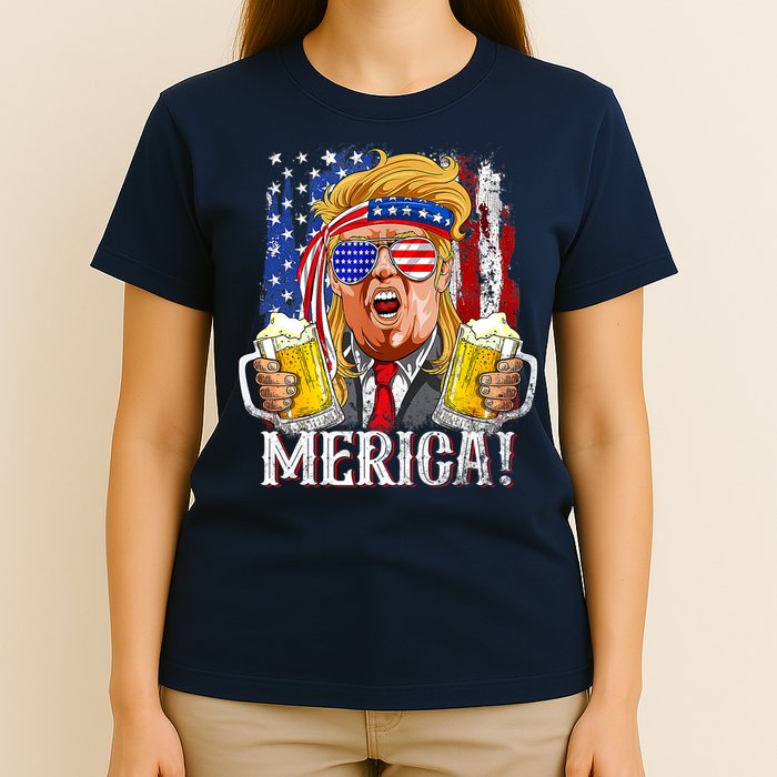 Trump Mullet 4th Of July USA American Flag Merica Trump 2024 T-Shirt