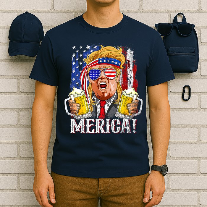 Trump Mullet 4th Of July USA American Flag Merica Trump 2024 T-Shirt