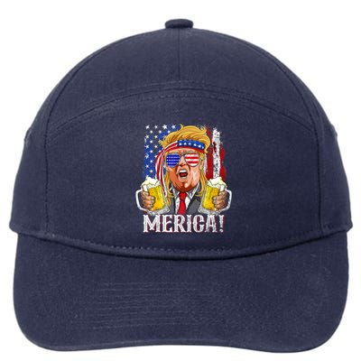 Trump Mullet 4th Of July USA American Flag Merica Trump 2024 7-Panel Snapback Hat