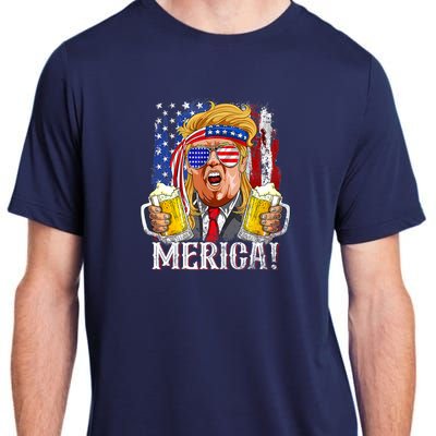 Trump Mullet 4th Of July USA American Flag Merica Trump 2024 Adult ChromaSoft Performance T-Shirt